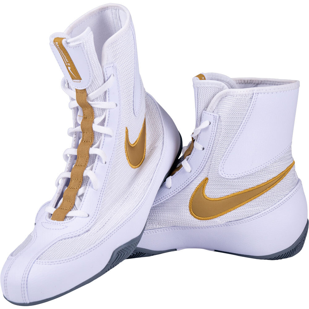 Nike Machomai 2 White/Gold Boxing Shoes at FightHQ