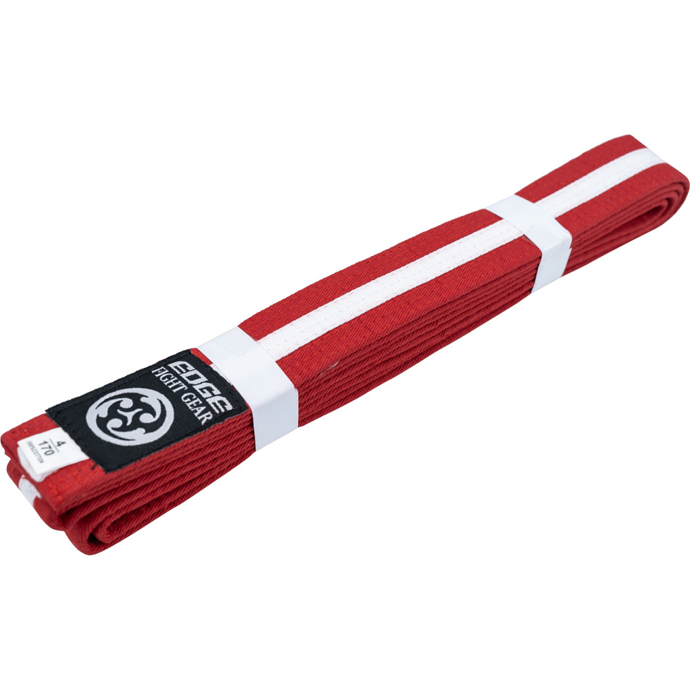 Edge Fight Gear Striped Red/White Martial Arts Belt at FightHQ