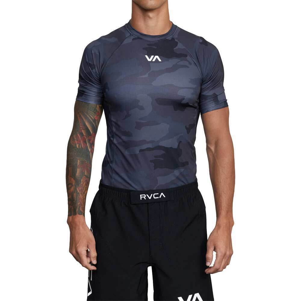 RVCA Sport Short Sleeve Black Camo Rash Guard at FightHQ