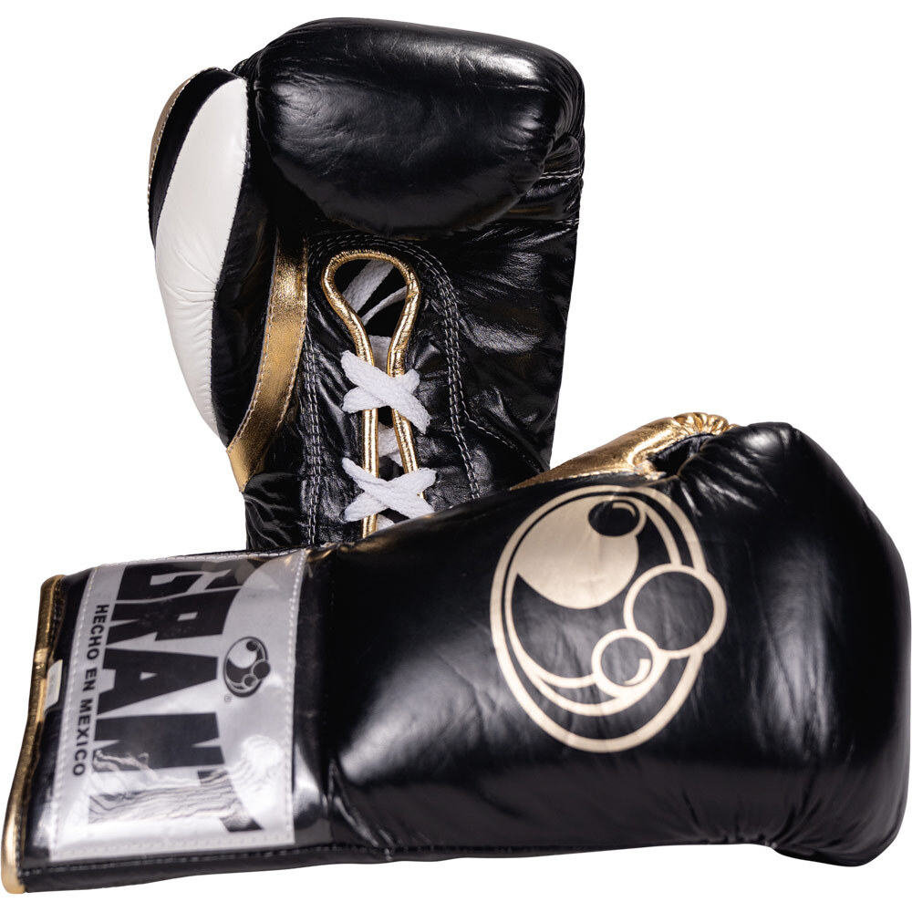 Grant Worldwide 8oz Pro Fight Black Gold White Boxing Gloves Limited Edition