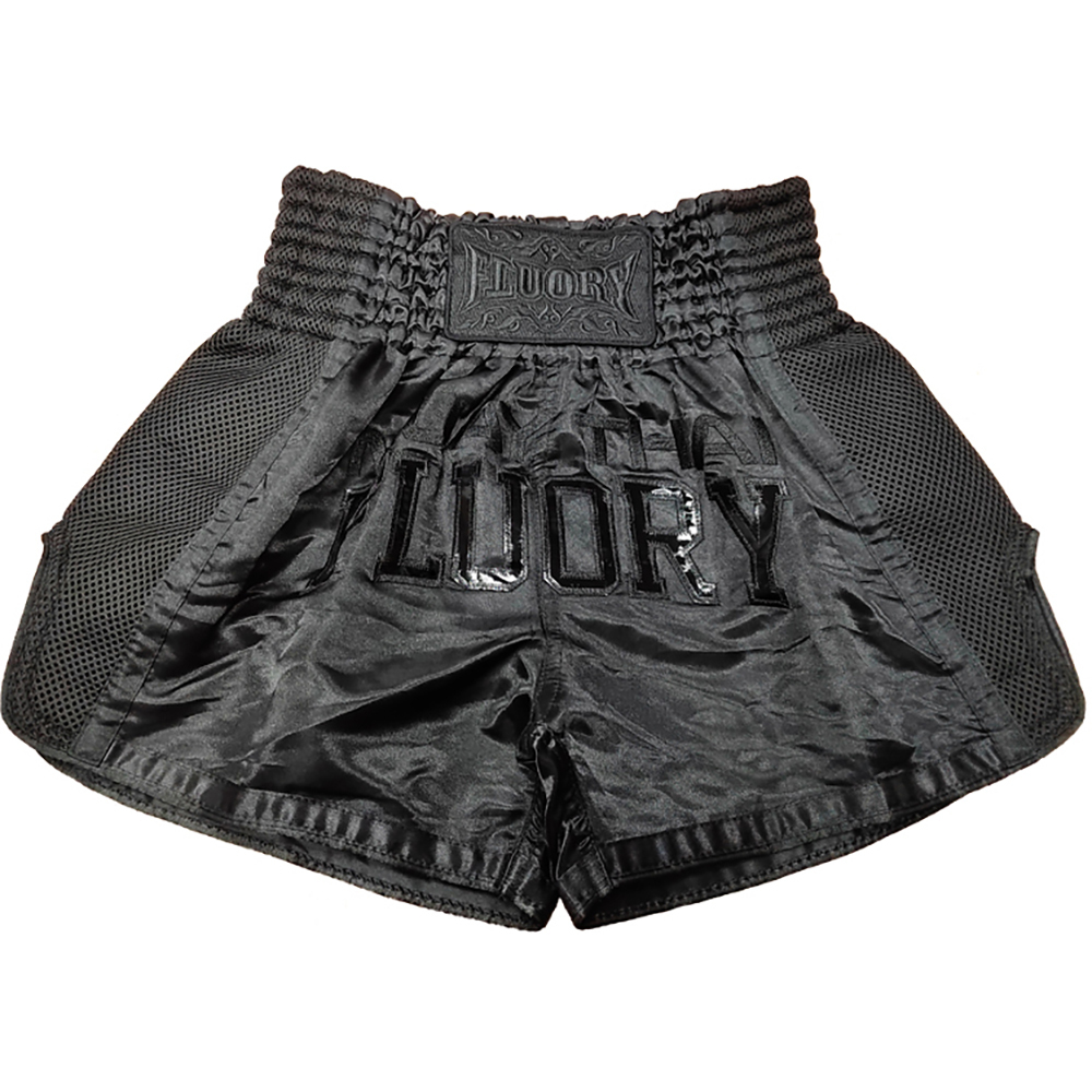 Fluory Crocodile Black Muay Thai Shorts at FightHQ