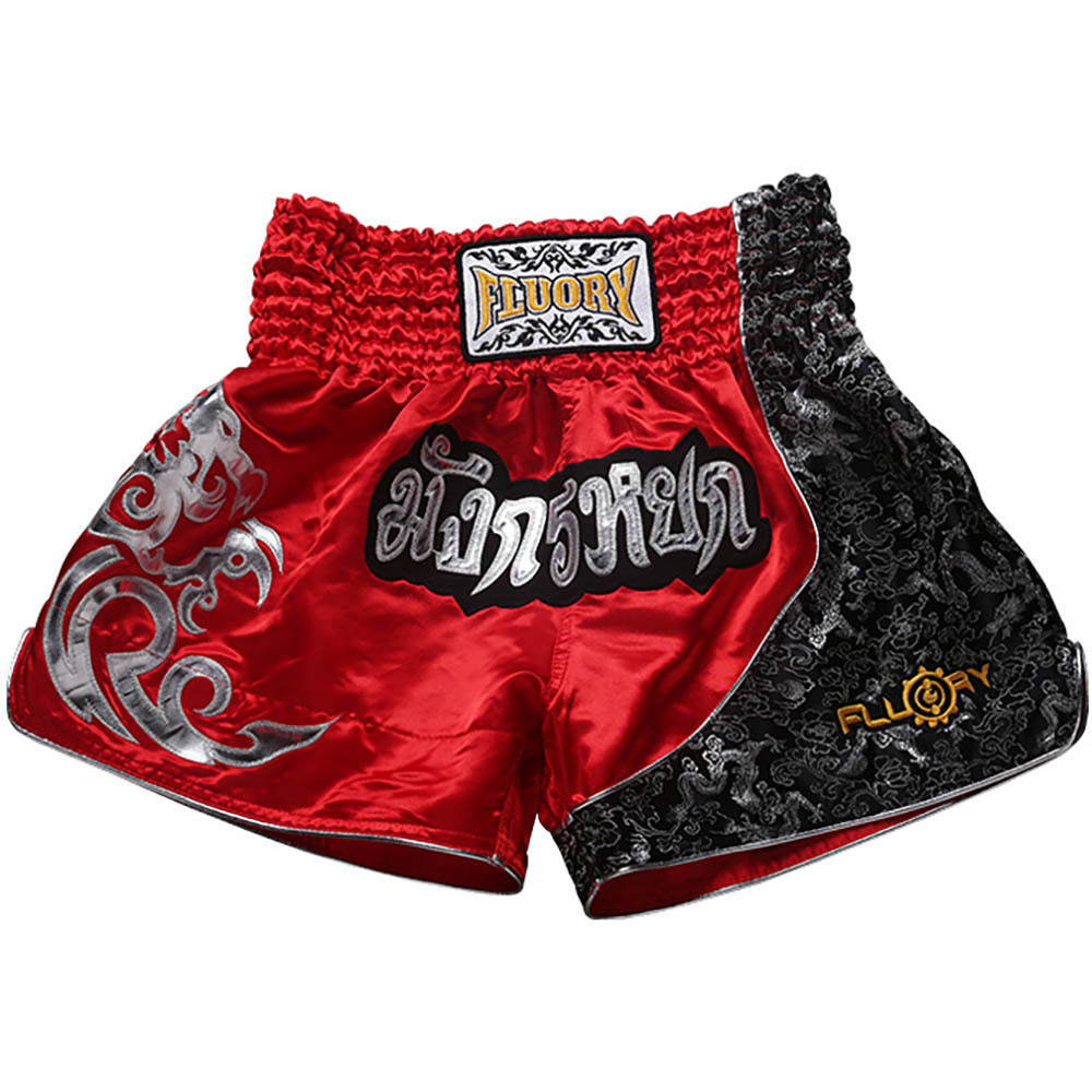 Fluory Dragon Red Muay Thai Shorts at FightHQ