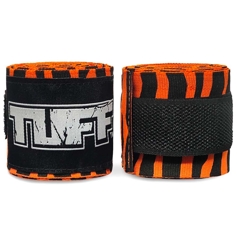 Tuff Elasticised Nylon Orange Tiger Hand Wraps at FightHQ